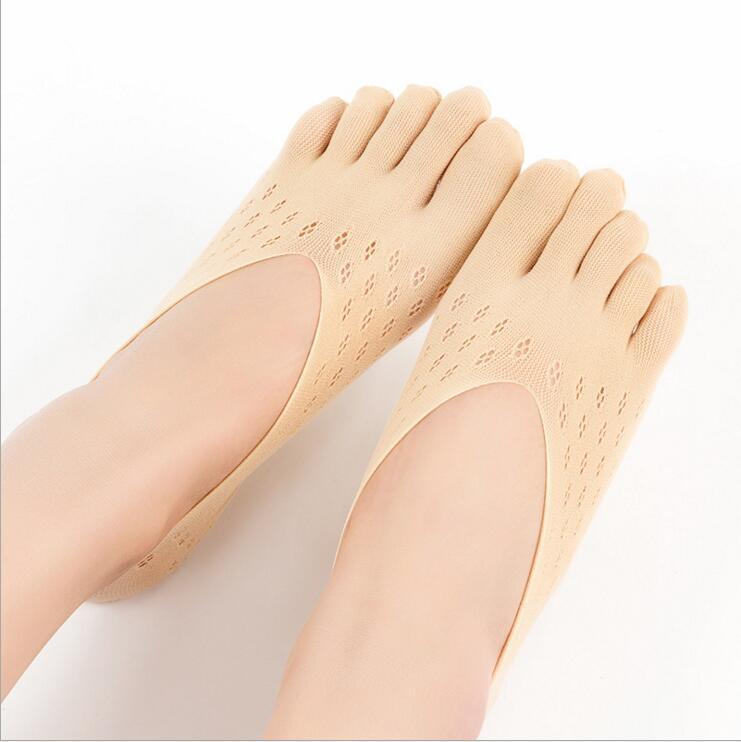 Ladies Stockings Toe Socks Summer Breathable Mesh Silica Gel Invisible Shallow Mouth Cotton Socks